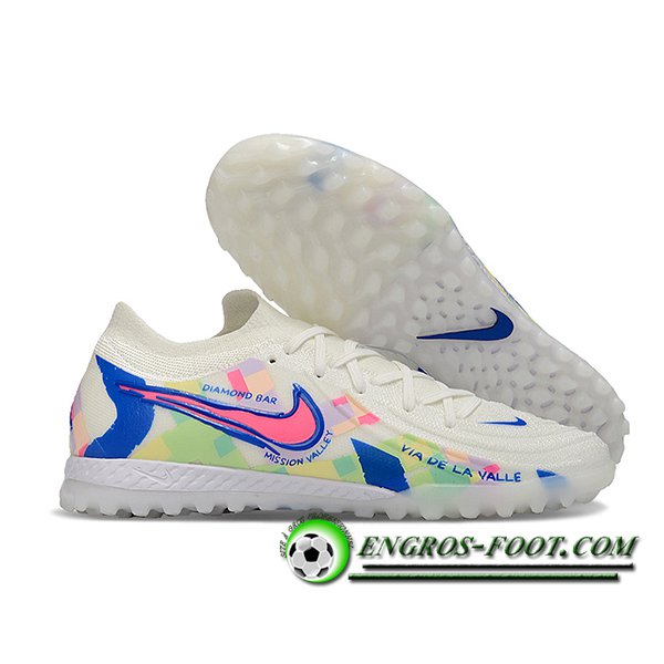 Nike Chaussures de Foot Phantom GX II EliteTF Blanc/Bleu/Rose -02