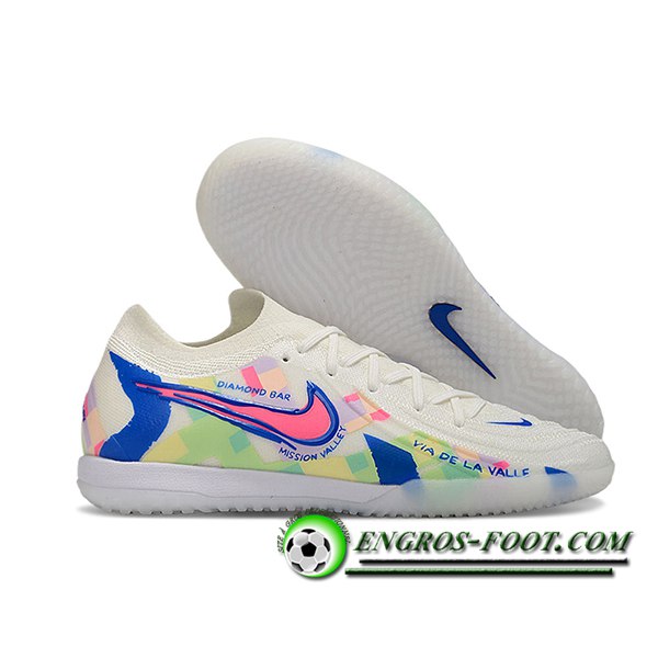 Nike Chaussures de Foot Phantom GX II Elite IC Blanc/Bleu/Rose -02