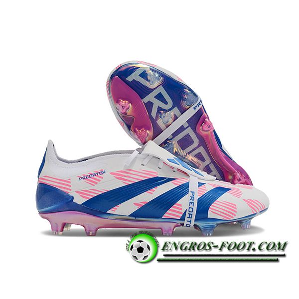 Adidas Chaussures de Foot Predator Elite Tongue FG Blanc/Bleu/Rouge