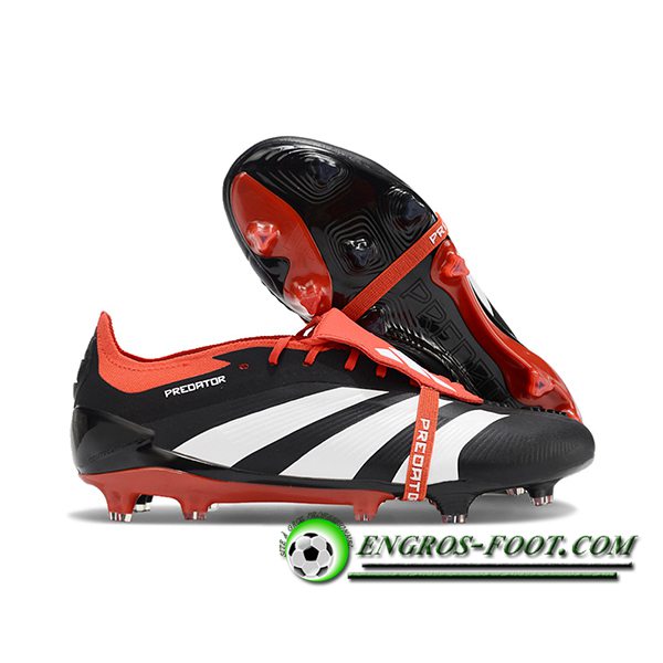 Adidas Chaussures de Foot Predator Elite Tongue FG Noir/Blanc/Rouge