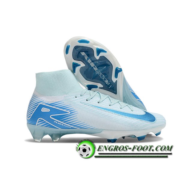 Nike Chaussures de Foot Air Zoom Mercurial Superfly IIX Elite FG Blanc/Bleu -02