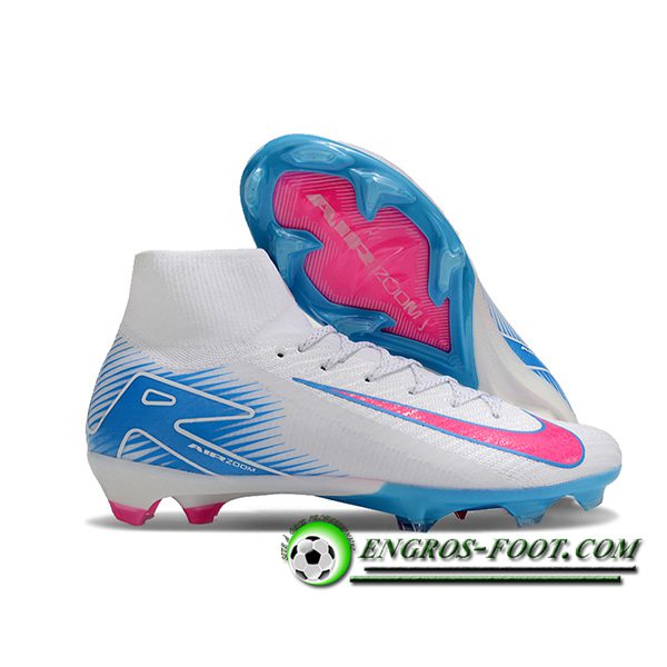 Nike Chaussures de Foot Air Zoom Mercurial Superfly IIX Elite FG Blanc/Bleu/Rose