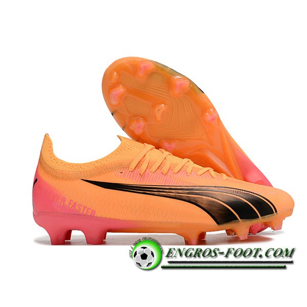 PUMA Chaussures de Foot Ultra Ultimate FG Orange/Noir/Rose -02