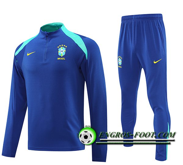 Ensemble Survetement de Foot Brésil Bleu/Vert 2024/2025