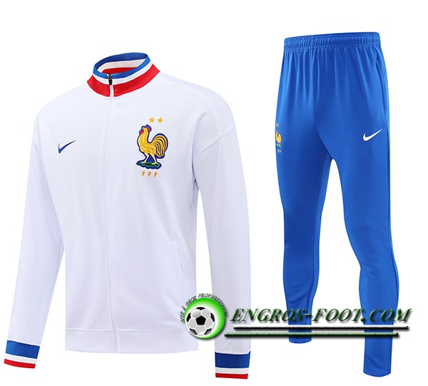 Ensemble Survetement de Foot Veste Foot France Blanc 2024/2025