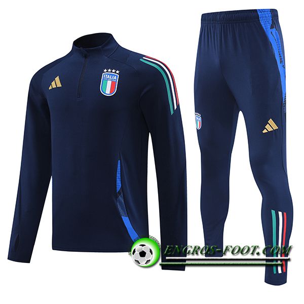 Ensemble Survetement de Foot Italie Enfant Bleu Foncé 2024/2025