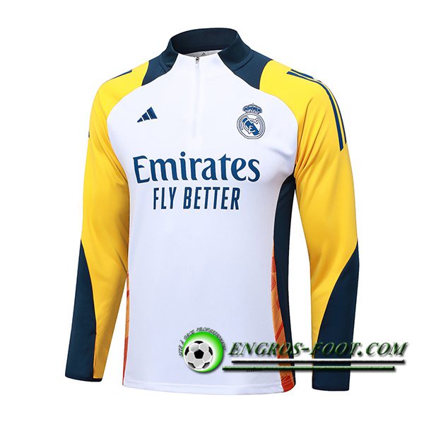 Sweatshirt Training Real Madrid Blanc/Jaune/Bleu 2024/2025