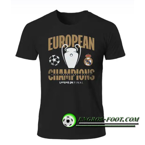 Maillot de Foot Real Madrid T-Shirt Champions 15 Noir 2024/2025