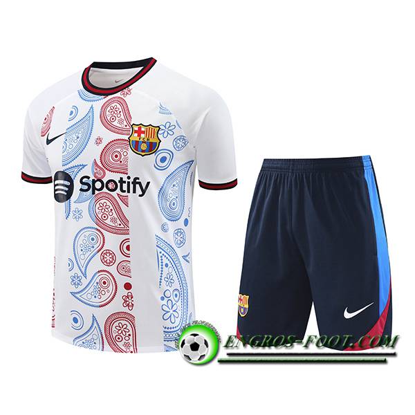 Ensemble Training T-Shirts FC Barcelone Blanc/Rouge/Bleu 2024/2025