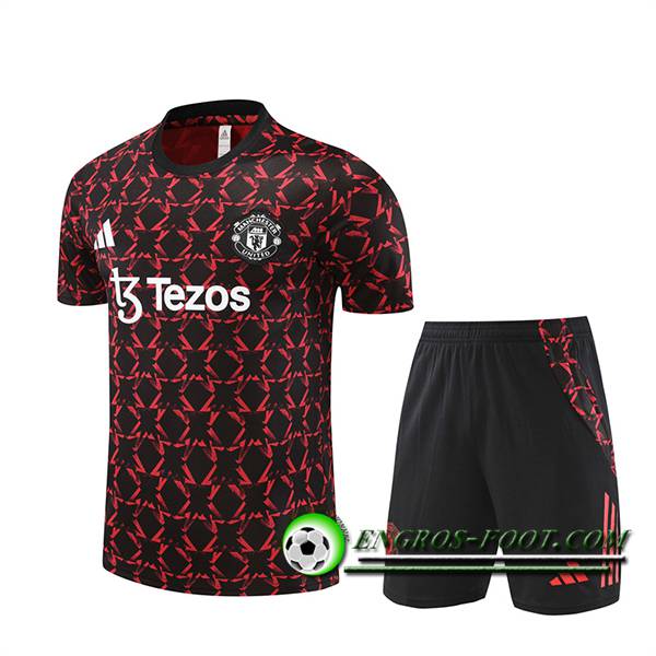 Ensemble Training T-Shirts Manchester United Noir/Rouge 2024/2025