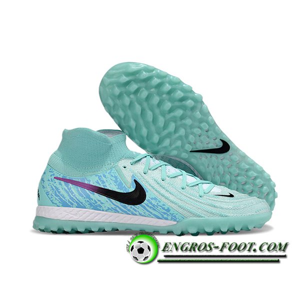 Nike Chaussures de Foot Phantom Luna Elite NU TF Vert/Bleu -02