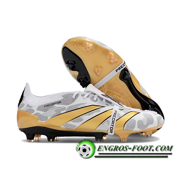 Adidas Chaussures de Foot Predator Elite Tongue FG Jaune/Blanc/Gris