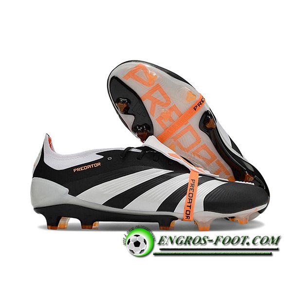 Adidas Chaussures de Foot Predator Elite Tongue FG Noir/Blanc/Orange