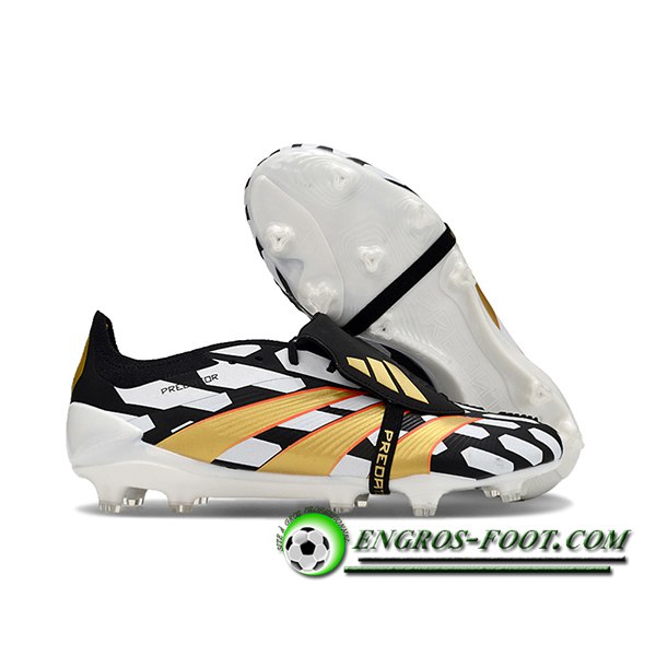 Adidas Chaussures de Foot Predator Elite Tongue FG Noir/Blanc/Jaune