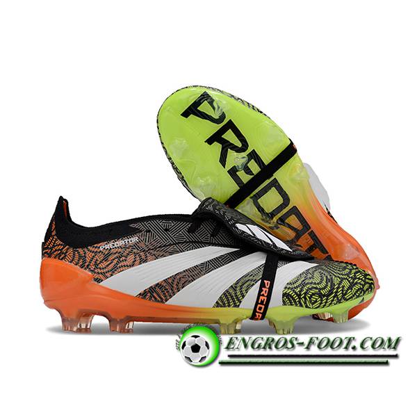 Adidas Chaussures de Foot Predator Elite Tongue FG Noir/Orange/Blanc/Vert