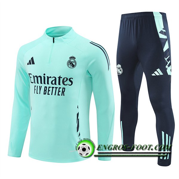 Ensemble Survetement de Foot Real Madrid Vert/Bleu 2024/2025