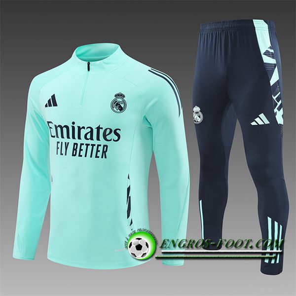 Ensemble Survetement de Foot Real Madrid Enfant Vert/Bleu 2024/2025
