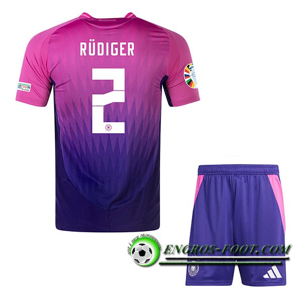 Maillot Allemagne (RUDIGER #2) Enfant Exterieur UEFA Euro 2024