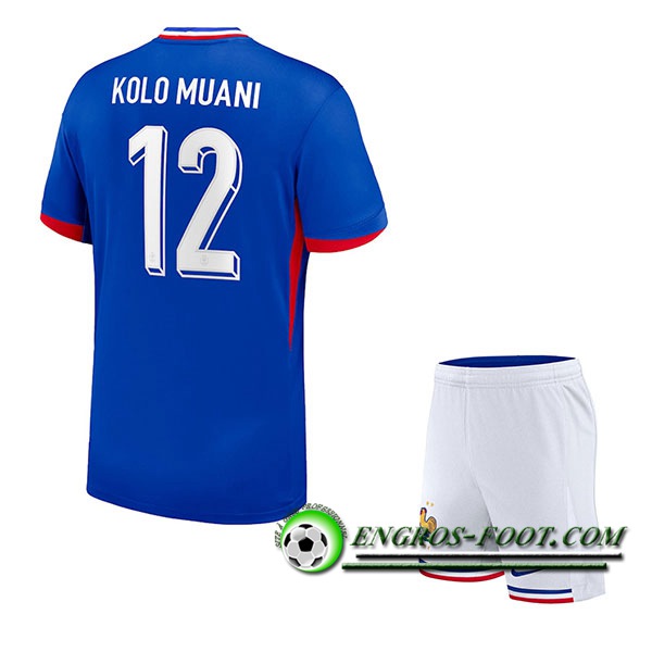 Maillot France (KOLO MUANI #12) Enfant Domicile UEFA Euro 2024