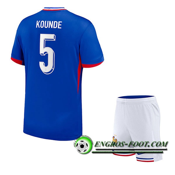 Maillot France (KOUNDE #5) Enfant Domicile UEFA Euro 2024