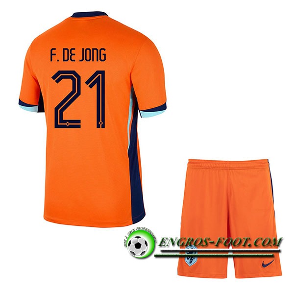 Maillot Pays-Bas (F.DE JONG #21) Enfant Domicile UEFA Euro 2024