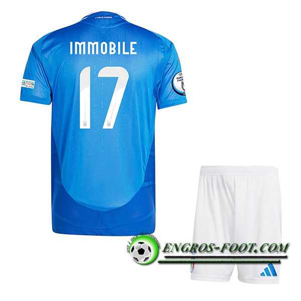 Maillot Italie (IMMOBILE #17) Enfant Domicile UEFA Euro 2024