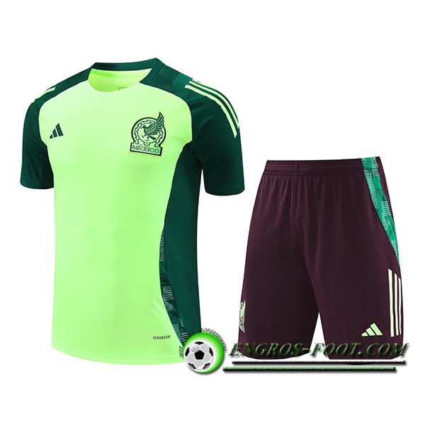 Ensemble Training T-Shirts Mexique Vert/Brun 2024/2025 -02