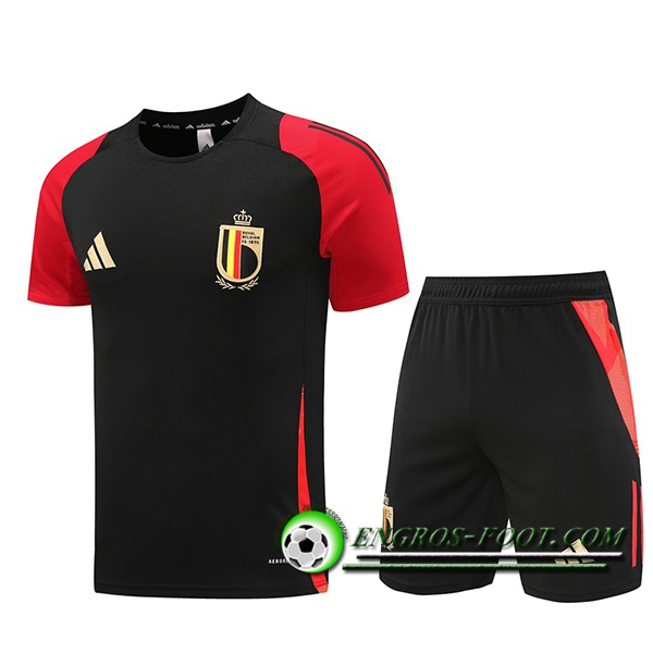 Ensemble Training T-Shirts Belgique Noir/Rouge 2024/2025