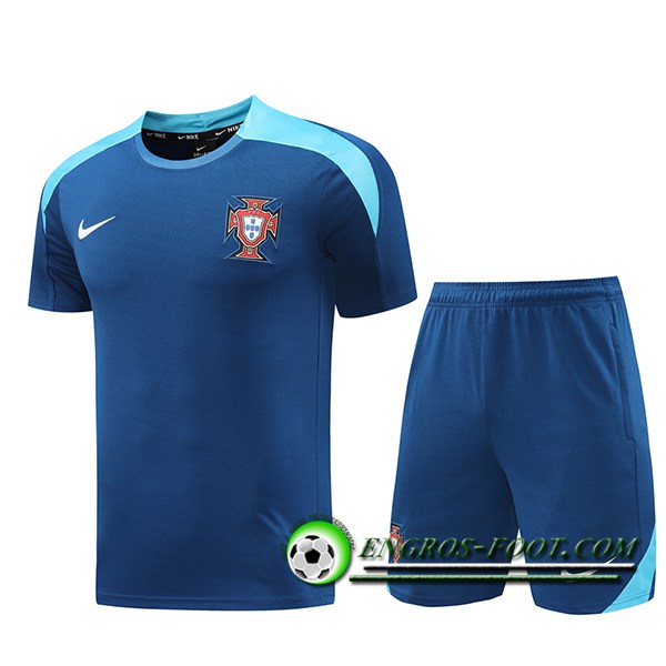 Ensemble Training T-Shirts Portugal Bleu Royal 2024/2025
