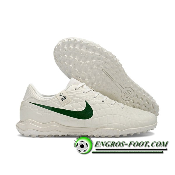 Nike Chaussures de Foot Tiempo Legend X Academy TF Blanc/Vert -02