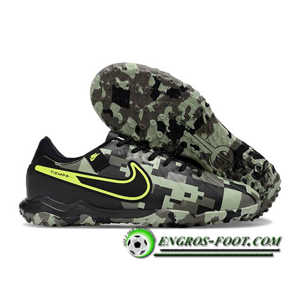 Nike Chaussures de Foot Tiempo Legend X Academy TF Noir/Gris/Vert