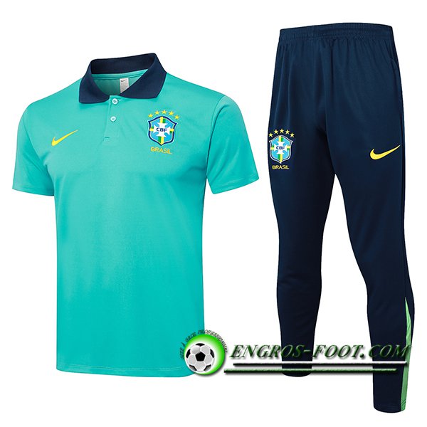 Ensemble Polo Foot Brésil Vert/Bleu 2024/2025