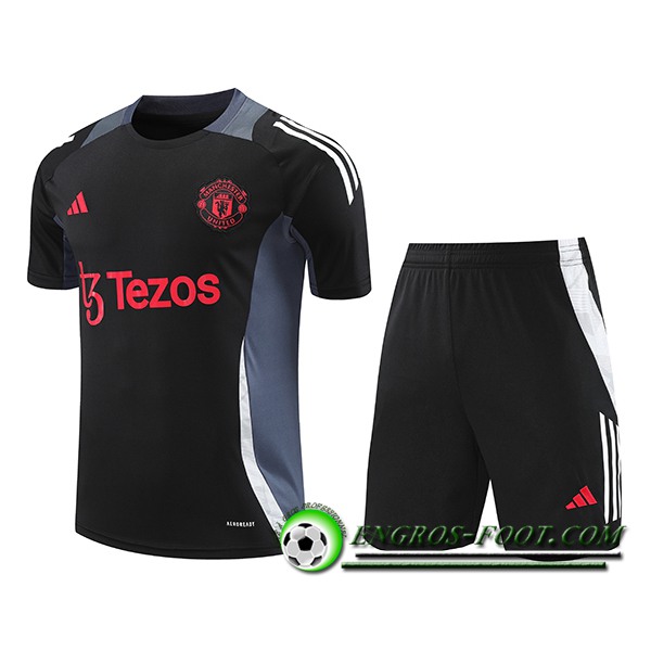 Ensemble Training T-Shirts Manchester United Noir/Gris 2024/2025