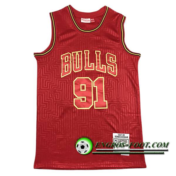 Maillot Chicago Bulls (RODMAN #91) 2024/25 Rouge/Jaune