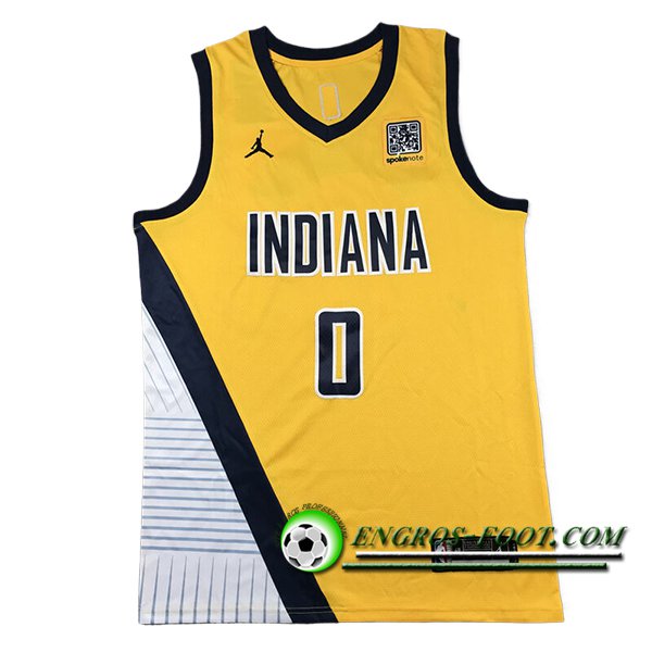 Maillot Indiana Pacers (HALIBURTON #0) 2024/25 Jaune/Noir/Blanc