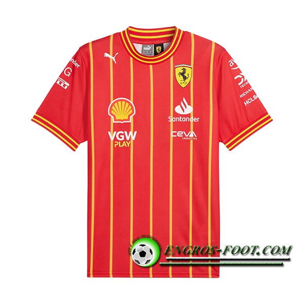 T-Shirt F1 Scuderia Ferrari Team (LECLERC #16) Rouge/Jaune 2024