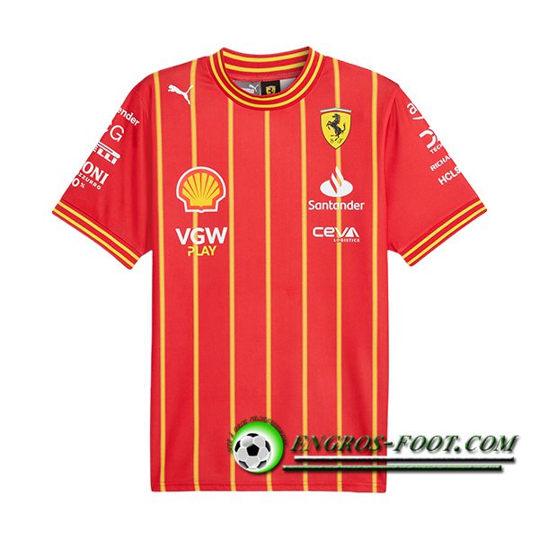 T-Shirt F1 Scuderia Ferrari Team (SAINZ #55) Rouge/Jaune 2024