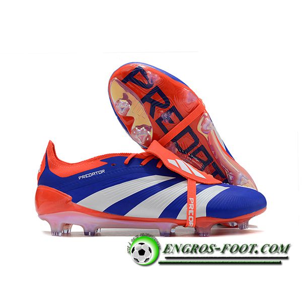 Adidas Chaussures de Foot Predator Elite Tongue FG Blanc/Bleu/Orange