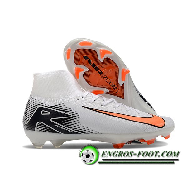 Nike Chaussures de Foot Air Zoom Mercurial Superfly IIX Elite FG Blanc/Noir/Orange -02