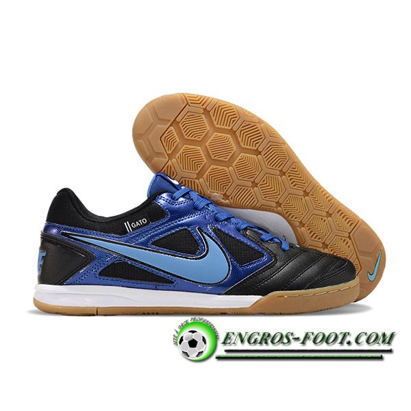 Nike Chaussures de Foot Supreme x Nike SB Gato Noir/Bleu -02