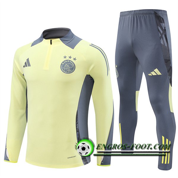 Ensemble Survetement de Foot Ajax Jaune/Gris 2024/2025