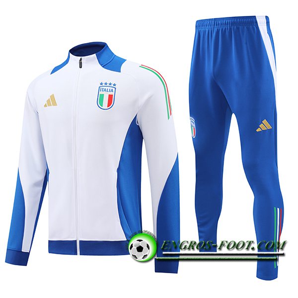 Ensemble Survetement de Foot Veste Foot Italie Blanc/Bleu 2024/2025