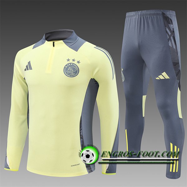 Ensemble Survetement de Foot Ajax Enfant Jaune/Gris 2024/2025