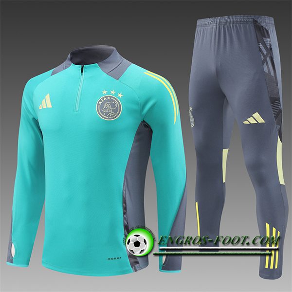 Ensemble Survetement de Foot Ajax Enfant Vert/Gris 2024/2025