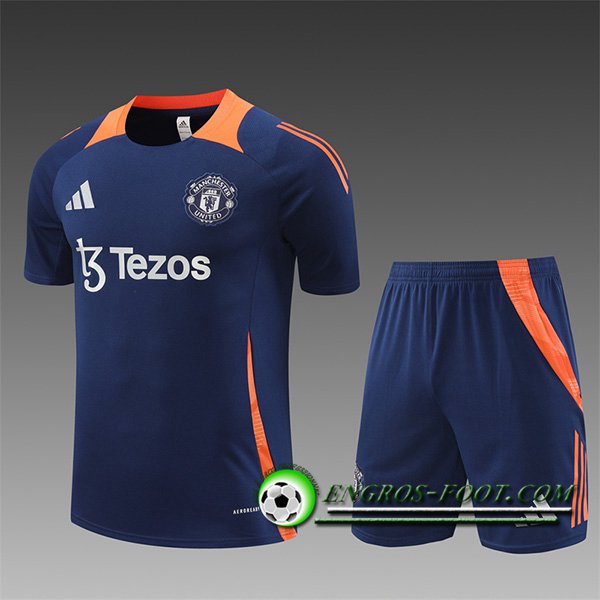 Training T-Shirts Manchester United Enfant Bleu Foncé 2024/2025
