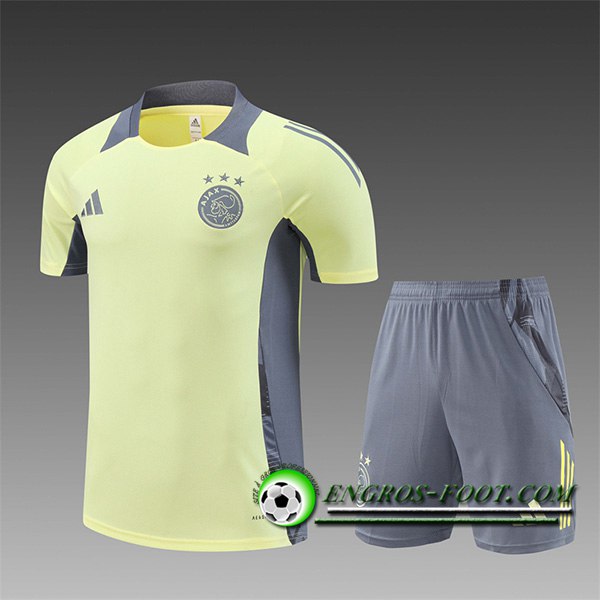 Ensemble Training T-Shirts Ajax Enfant Jaune/Gris 2024/2025