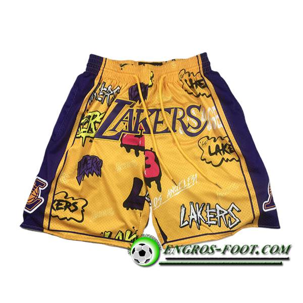 Shorts NBA Los Angeles Lakers 2024/25 Jaune/Pourpre -02