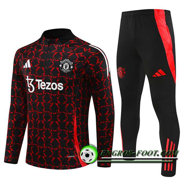 Ensemble Survetement de Foot Manchester United Noir/Rouge 2024/2025