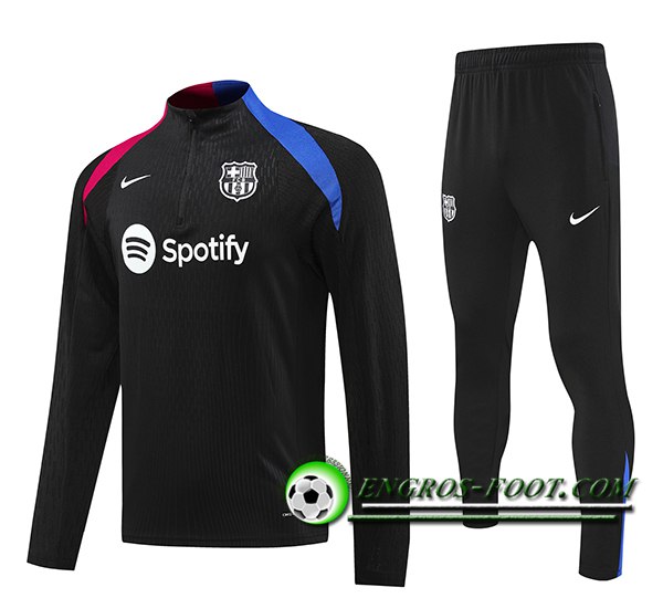 Ensemble Survetement de Foot FC Barcelone Noir/Bleu/Rouge 2024/2025