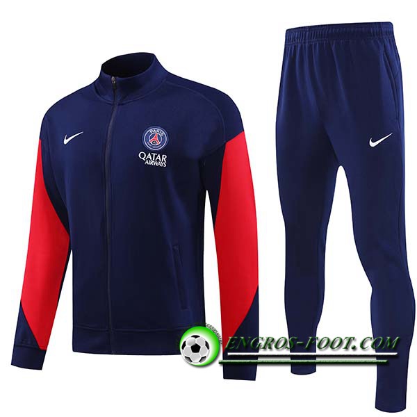 Ensemble Survetement de Foot Veste Foot PSG Bleu/Rouge 2024/2025